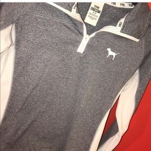 VS PINK gray quarter zip